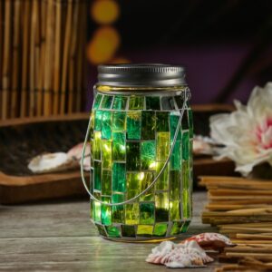 LED Solar Glas - Einmachglas mit Mosaiksteinchen - mit Henkel - H: ...