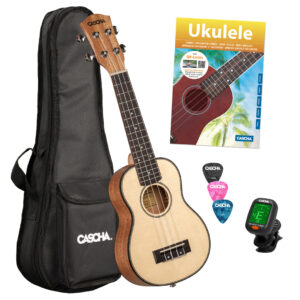 Ukulele Set Cascha Solid Spruce Sopran HH2149