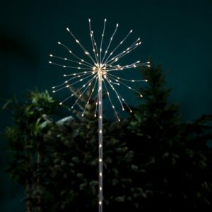 LED Dekostab FEUERWERK - H: 100cm - 152 warmweiße LED - Batteriebet...