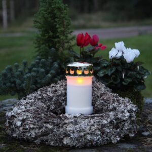 LED Grablicht - Grabkerze - flackernde gelbe LED - H: 14cm - 1200h ...