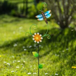 Gartenstecker Blume und Libelle - Beetstecker - Metall - H: 62cm - ...