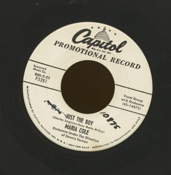 Maria Cole - Just The Boy - No School Tomorrow (7inch