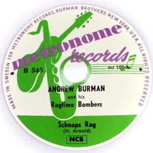 Andrew Burman - Schnaps Rag - Metronome Records (Emailleschild 25cm - 10inch)