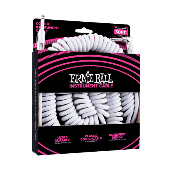 Ernie Ball EB6045 Spiral Cable White 9