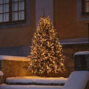 LED Baummantel Lichterkette - 6 Stränge á 45 gefrostete bernsteinfa...