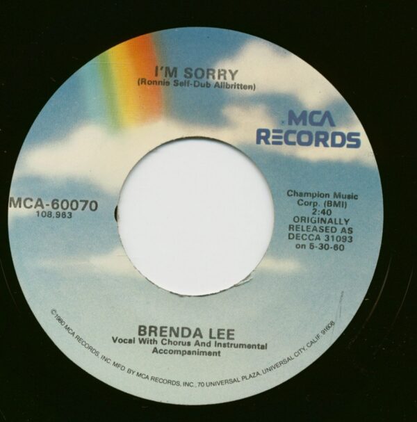 Brenda Lee - I'm Sorry - All Alone Am I (7inch