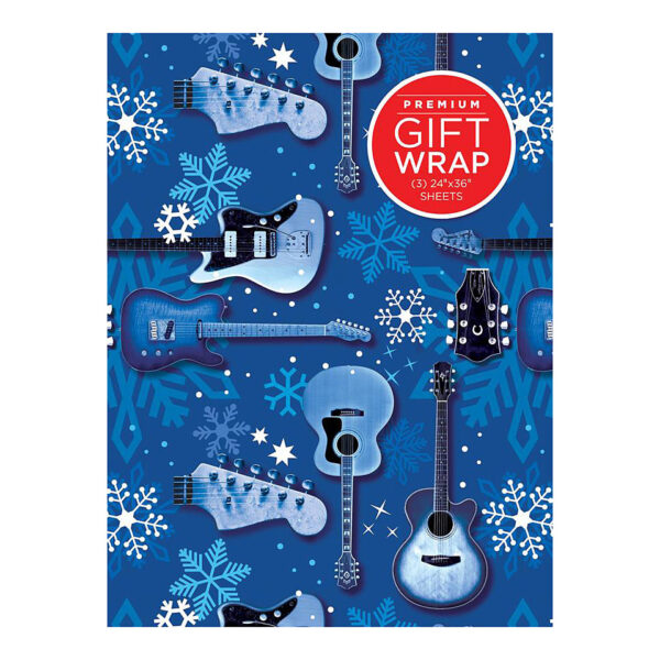 Hal Leonard Wrapping Paper - Blue Guitars & Snowflakes Theme