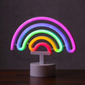 LED NEON Figur REGENBOGEN - Neonlicht - H: 19cm - Batterie oder USB...