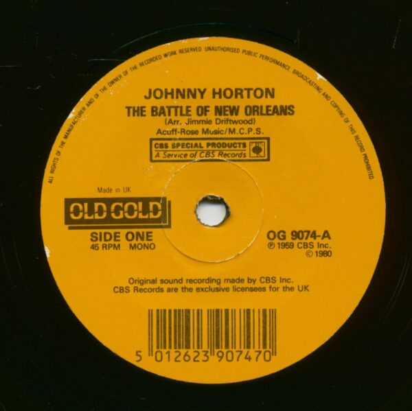 Johnny Horton & Stonewall Jackson - The Battle Of New Orleans - Waterloo (7inch