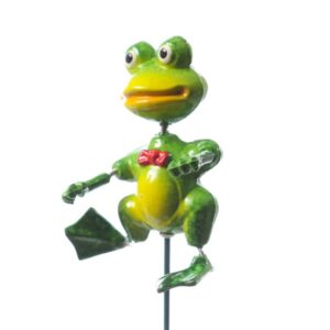 Gartenstecker wackelnder Frosch Quaki mit Fliege - Beetstecker - H:...