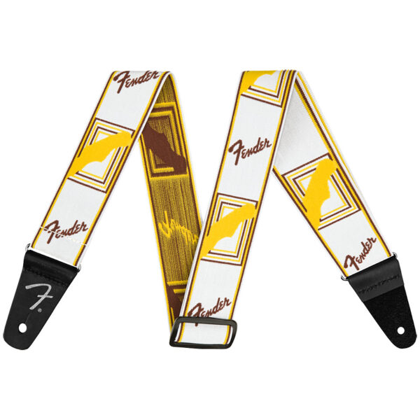 Fender WeighLess 2" Monogram Strap White/Brown/Yellow Gitarrengurt