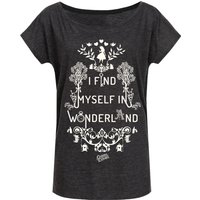 Alice im Wunderland I Find Myself in Wonderland Damen Loose-Shirt dunkelgrau meliert