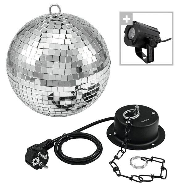 Eurolite Mirrorball 20cm mit PST-3W Spot Discokugel