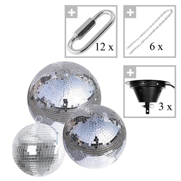 Eurolite Mirror Ball 3sizes set Discokugel