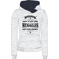 Harry Potter Muggles Damen Schalkragenpullover grau meliert