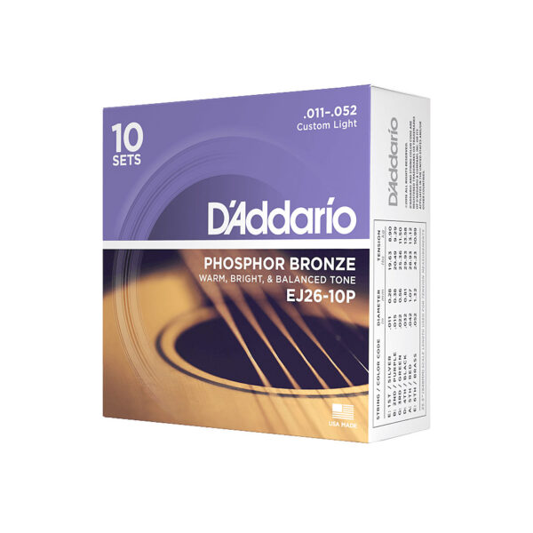 D'Addario EJ26-10P Acoustic Phosphor Bronze 10er Pack Saiten