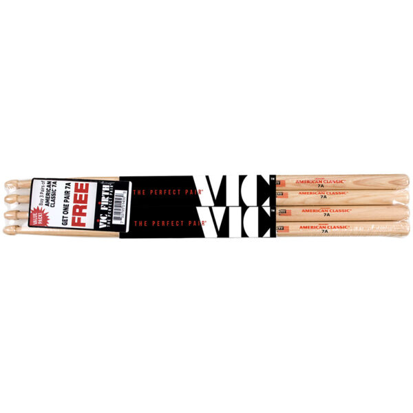 Vic Firth Hickory 7A Value Pack Drumsticks