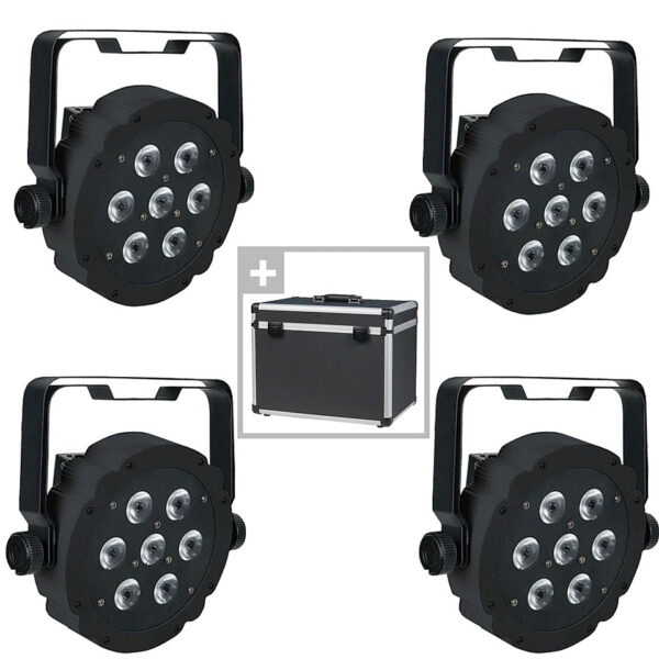 Showtec Compact Par 7 Tri Black 4pack + Case LED-Leuchte