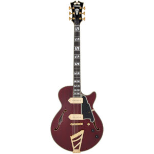 D'Angelico Deluxe SS Baritone Satin Trans Wine E-Gitarre