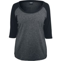 Urban Classics Langarmshirt - Ladies 3/4 Contrast Raglan Tee - XS bis 4XL - für Damen - Größe XS - charcoal/schwarz