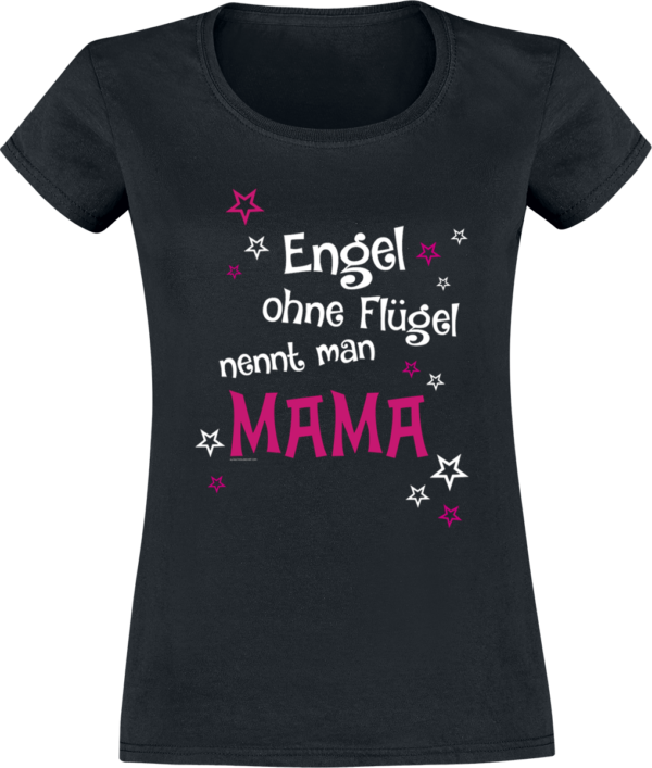 Familie & Freunde T-Shirt - Geschenkbox - Geschenkset  - T-shirt + Tasse Engel ohne Flügel nennt man Mama - S bis XXL - für Damen - Größe XL - schwarz – Bild 2