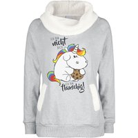 Pummeleinhorn - Einhorn Sweatshirt - Ich bin nicht dick. Ich bin flauschig! - S bis 3XL - für Damen - Größe XXL - grau meliert  - Lizenzierter