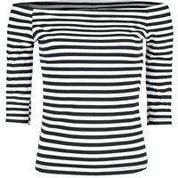 Forplay - Rockabilly Langarmshirt - Stripes Longsleeve - S bis XXL - für Damen - Größe XXL - schwarz/weiß