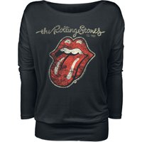 The Rolling Stones Langarmshirt - Plastered Tongue - S bis XL - für Damen - Größe XL - schwarz  - Lizenziertes Merchandise!