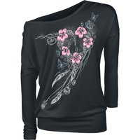 Full Volume by EMP Langarmshirt - schwarzes Langarmshirt mit Print und Rundhalsausschnitt - XL bis 5XL - für Damen - Größe XXL - schwarz