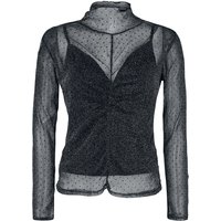 Black Premium by EMP Langarmshirt - Transparentes Langarmshirt mit Punkten und Silberfäden - XS bis XL - für Damen - Größe XL - schwarz