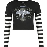 Wednesday - Gothic Langarmshirt - Socially Distant - M bis XXL - für Damen - Größe XXL - schwarz/weiß  - EMP exklusives Merchandise!