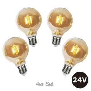 4er Set - 24V Leuchtmittel - 8cm - amber - 28lm - 2500K - E27 Socke...