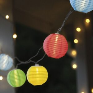 LED Lichterkette LAMPION - 10 bunte Lampions mit warmweißen LED - 4...