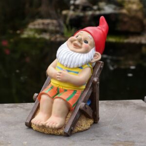 Gartenzwerg BERT - Zwerg im Liegestuhl - Gartenfigur - Polyresin - ...