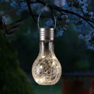 LED Solar Glühbirne CRACKLE GLOW - warmweiße LED Drahtlichterkette ...