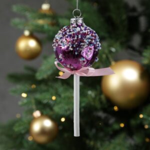 Weihnachtsbaumschmuck Lolli - mit Perlen verziert - Glas - Christba...