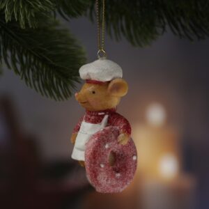 Weihnachtsbaumschmuck Maus mit Donut - Christbaumschmuck - Polyresi...