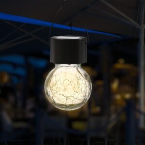 LED Solar Hängeleuchte CRACKLE - Bruchglas-Optik - warmweiße LED - ...