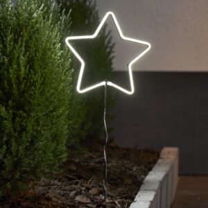 LED Neon Gartenstecker Stern - 72 weiße LED - H: 58cm - 8 Funkt. - ...