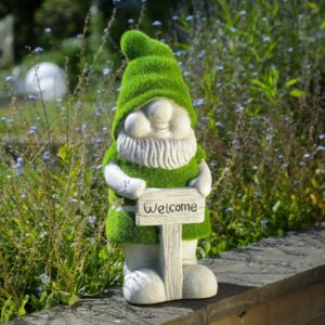 Gartenzwerg WELCOME - Gartenfigur - Magnesia - H: 38cm -  grau