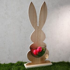 B-Ware Hase mit Metallkorb - Osterhase - stehend - Frühlingsdeko - ...