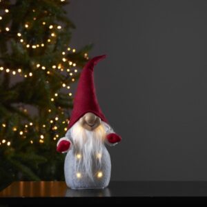 LED Stoff Wichtel mit Mütze - Weihnachtsmann - 6 warmweiße LED - H:...