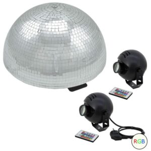 Set Halbspiegelkugel 40cm + 2 x LED Pinspot Farbwechsel RGB