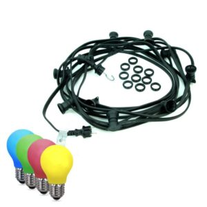 ILLU-Lichterkette BLACKY - 50m - 50 x E27 - IP44 - bunte LED Tropfe...