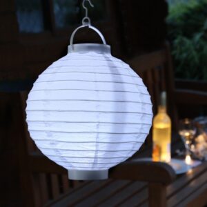 LED Lampion - kaltweiße LED - D: 20cm - Montagehaken - Batteriebetr...