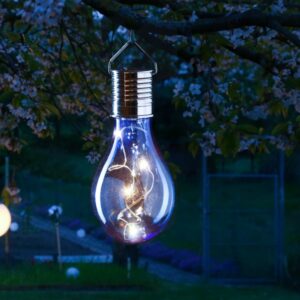 LED Solar Glühbirne GLOW - warmweiße LED Drahtlichterkette - H: 14c...