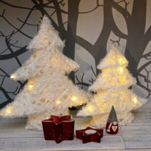 Weißer LED Tannenbaum mit Schnee - 15 warmweiße LED - H: 40cm - Bat...