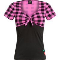 Pussy Deluxe Pink Checkered Damen T-Shirt schwarz/lightpink