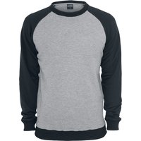 Urban Classics Sweatshirt - 2-Tone Raglan Crewneck - M bis 5XL - für Männer - Größe XXL - grau/schwarz