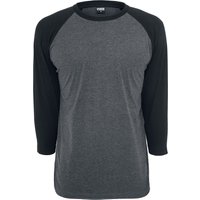 Urban Classics Langarmshirt - Contrast 3/4 Sleeve Raglan Tee - S bis 5XL - für Männer - Größe XXL - charcoal/schwarz